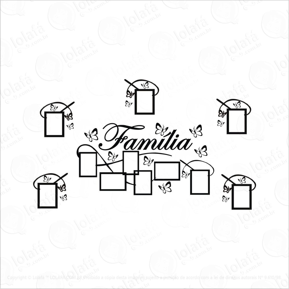 adesivo de parede fotos família mais 5 molduras adesivos de parede mod:946