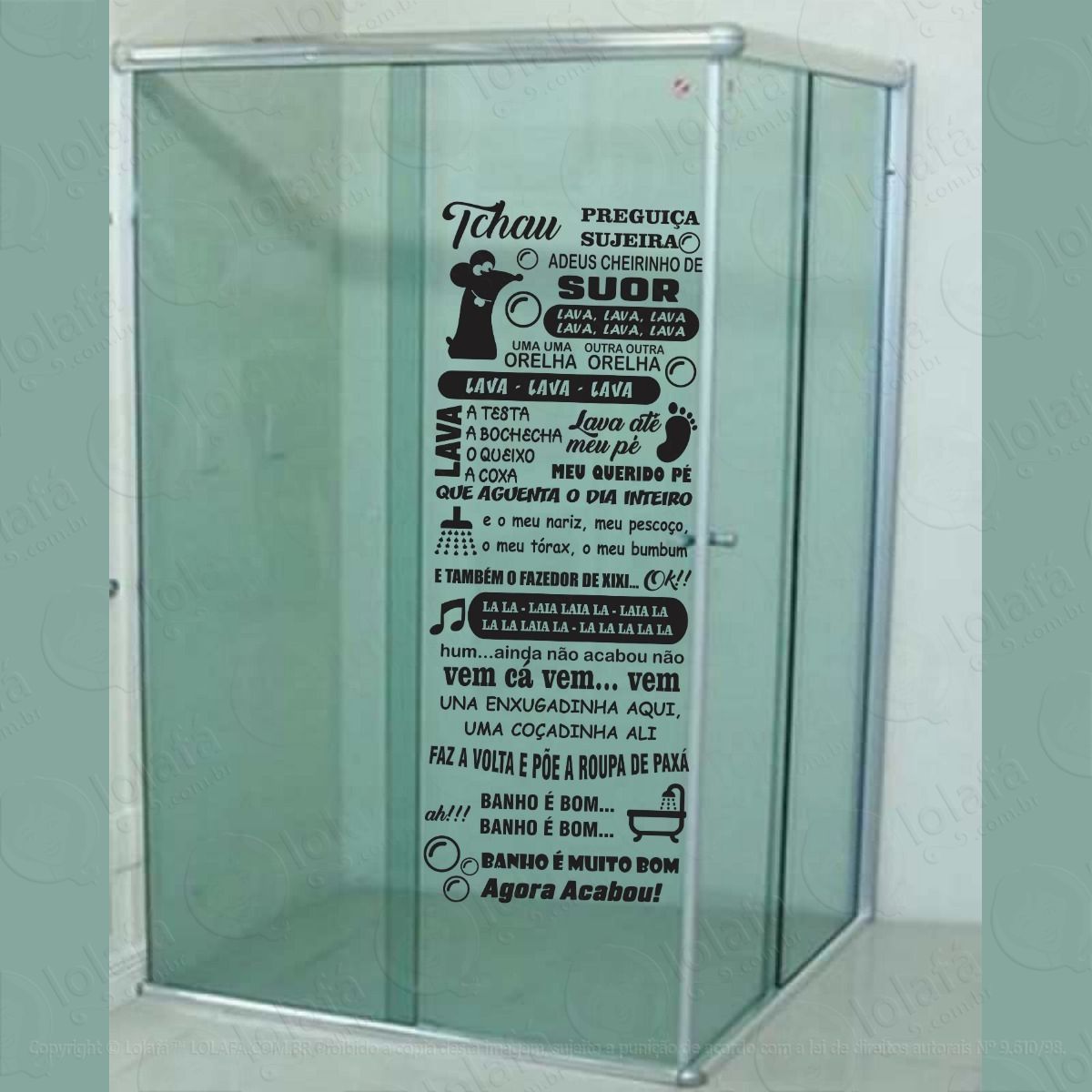 adesivo decorativo banheiro box música ratinho ratimbum mod:966
