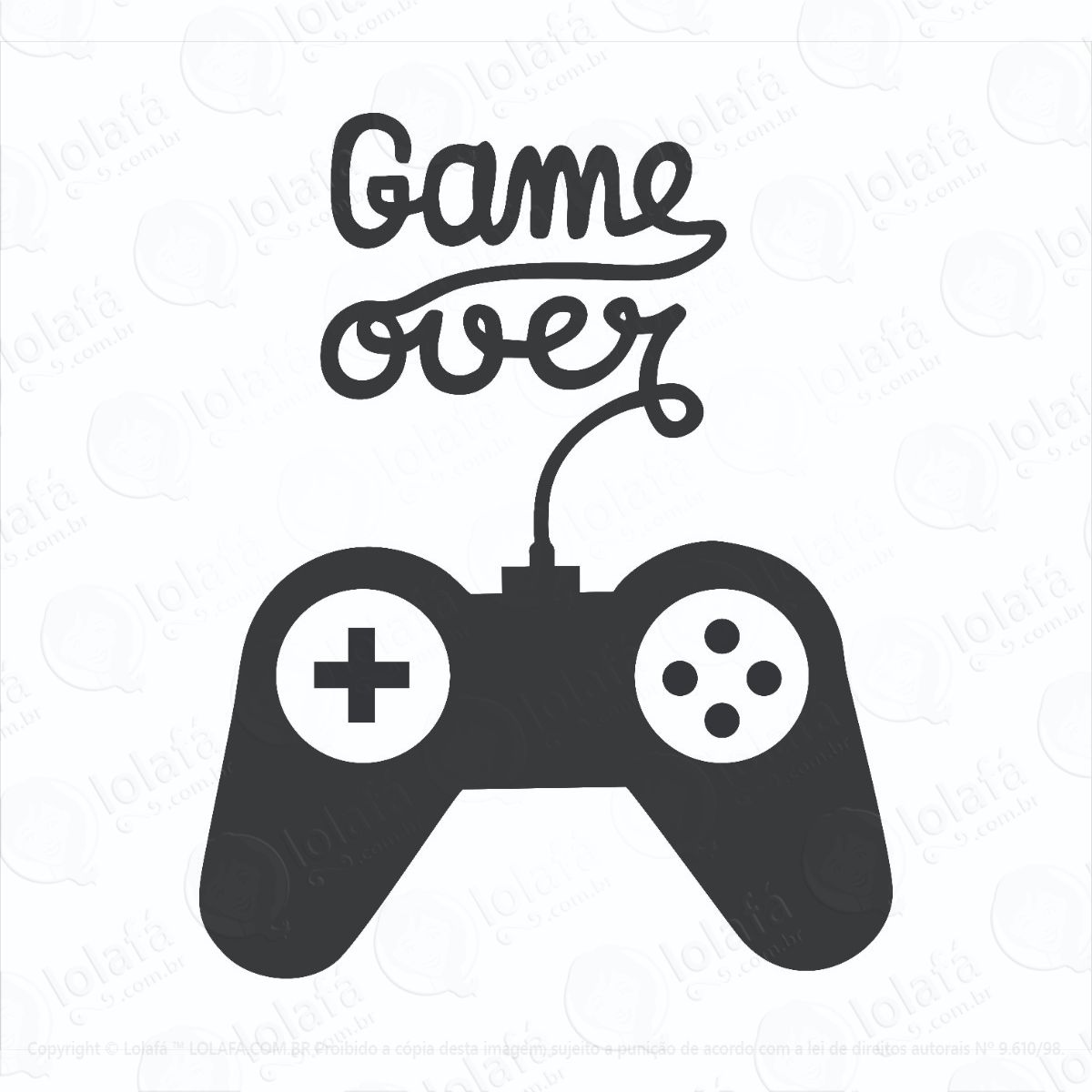 adesivo frase parede quarto sala gamer controle game over mod:977