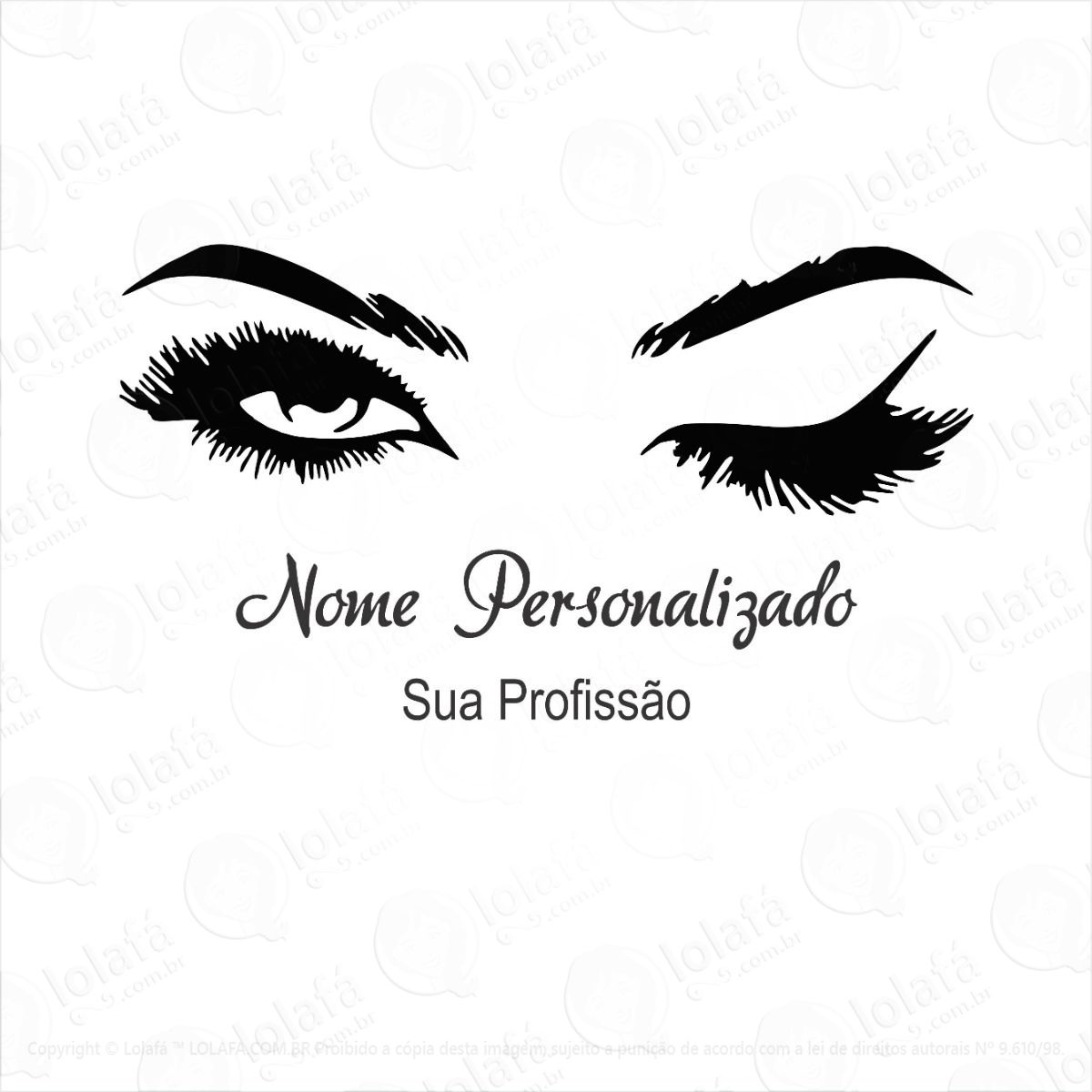 adesivo parede personalizado designer sobrancelha nome prof. mod:1000