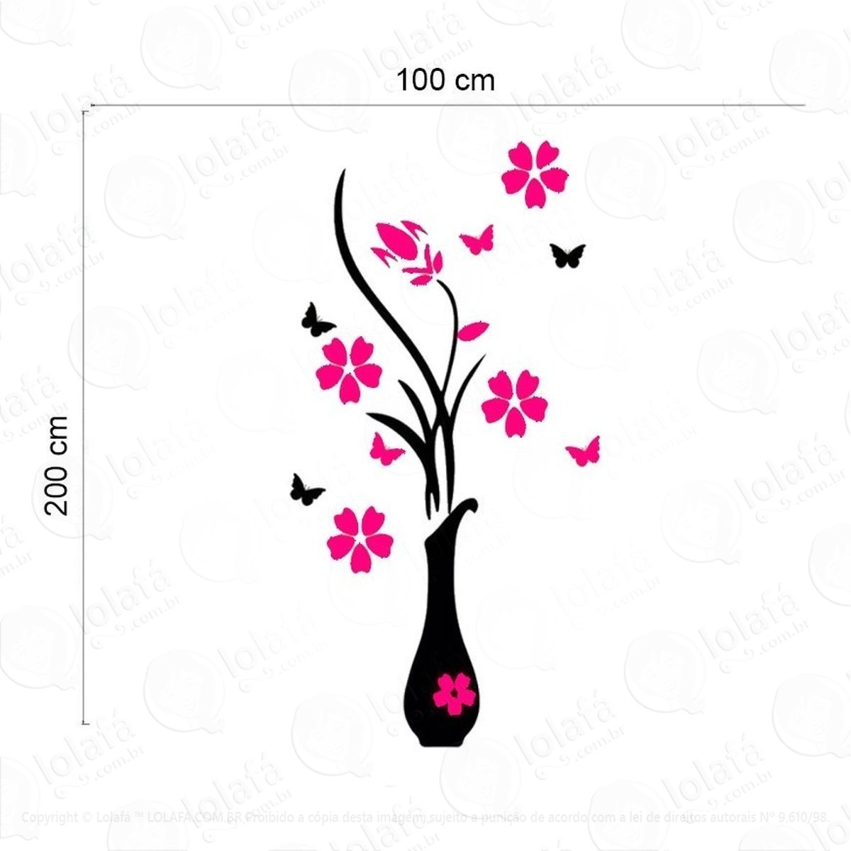 Adesivo Decorativo De Parede Flores Vermelhas Borboletas Mod:1023