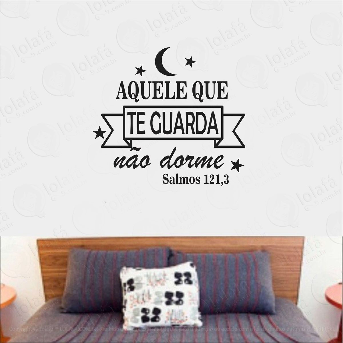 Adesivo Parede Frase Aquele Que Deus Guarda Não Dorme Mod:1046