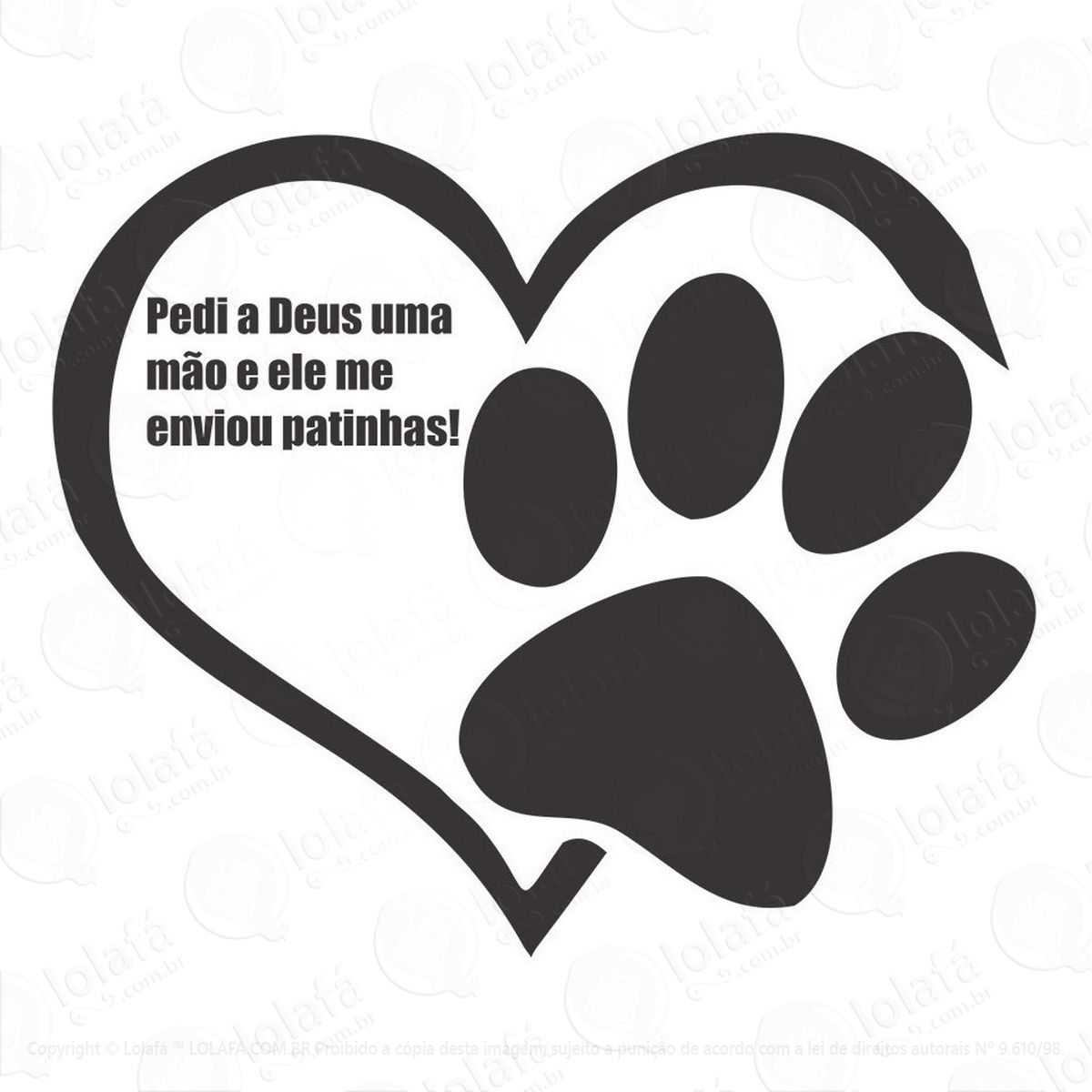 adesivo frase patinha coração para parede mod:1076