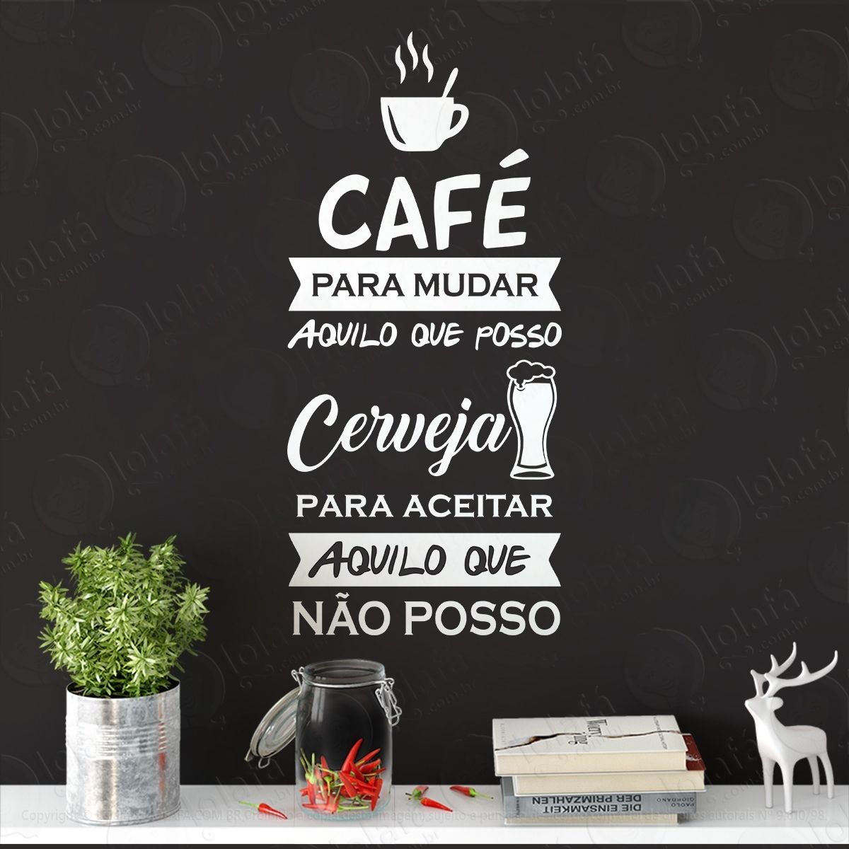 adesivo parede frase cozinha geladeira café cerveja chopp mod:1078