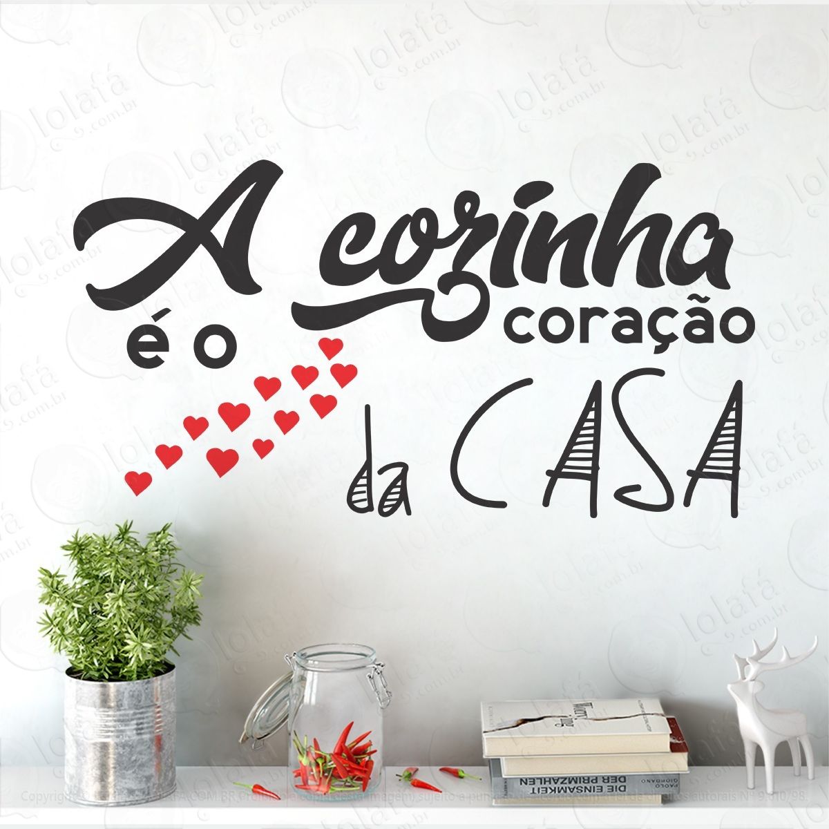 adesivo de parede frase cozinha coração da casa mod:1088
