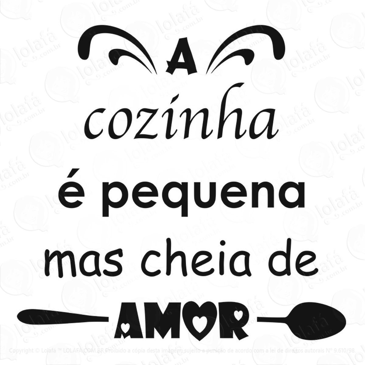 adesivo de parede frase cozinha cheia de amor mod:1099