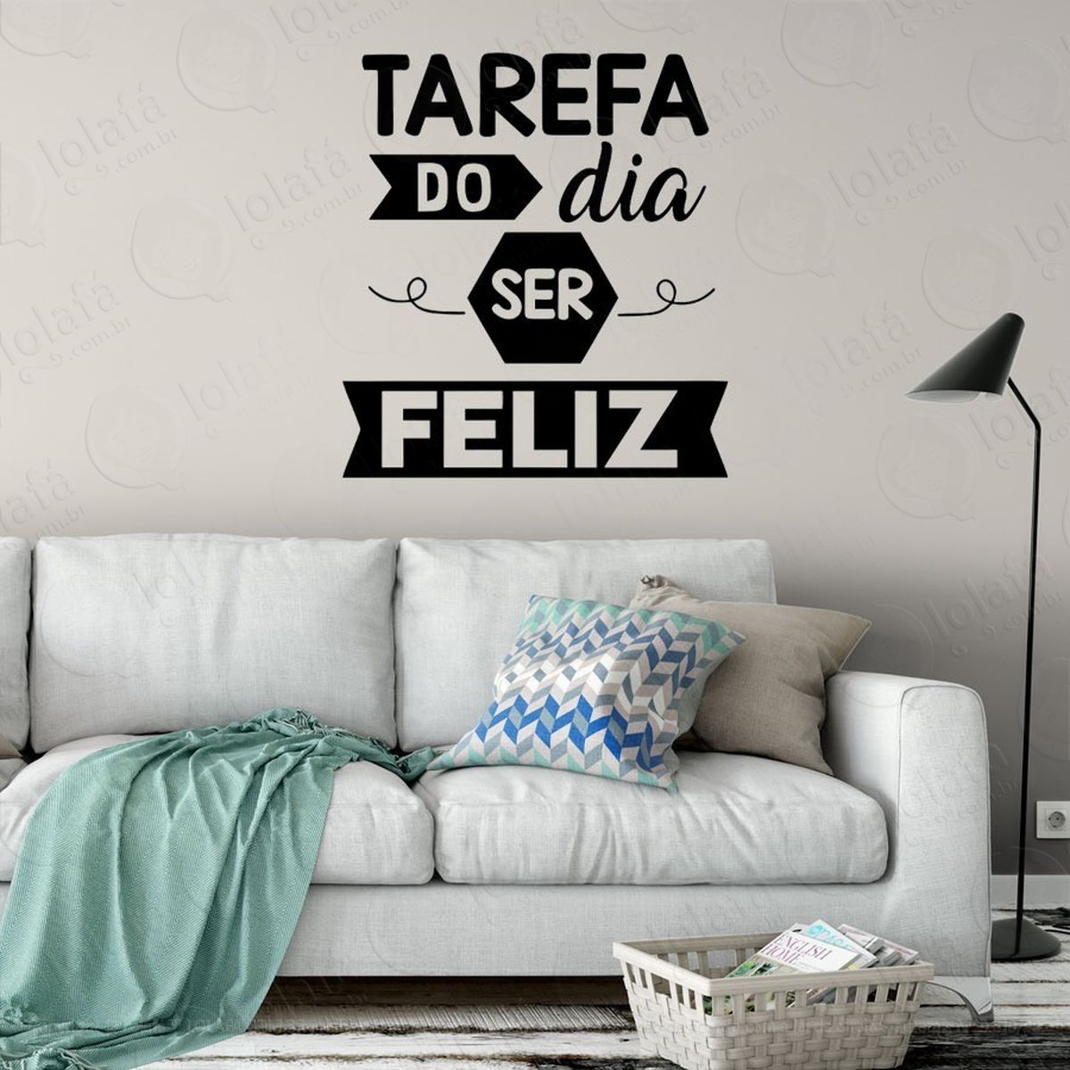 Adesivo Decorativo Parede Frase Tarefa Do Dia Ser Feliz Mod:1100