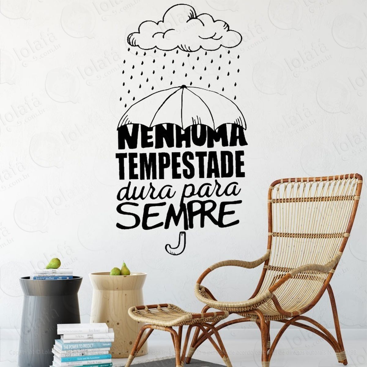 Adesivo de Parede Frase Nenhuma Tempestade Mod:1118
