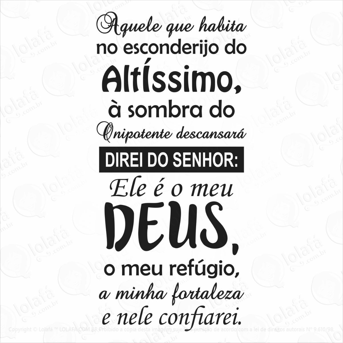 adesivo decorativo religioso fé salmos 91 aquele que habita mod:1164
