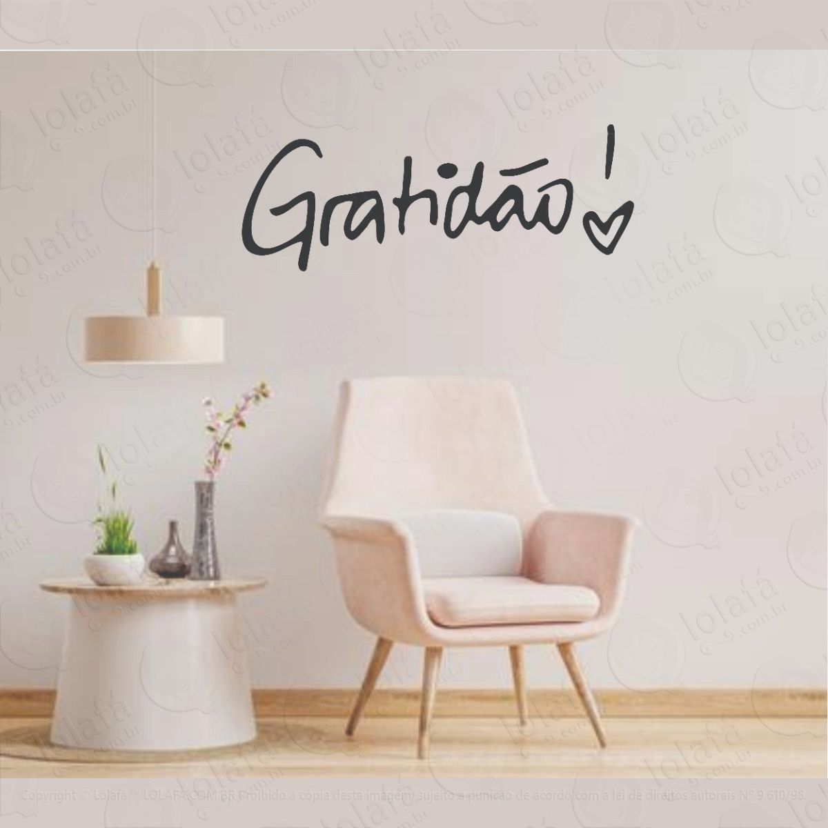 adesivo decorativo parede frase gratidão mod:1190