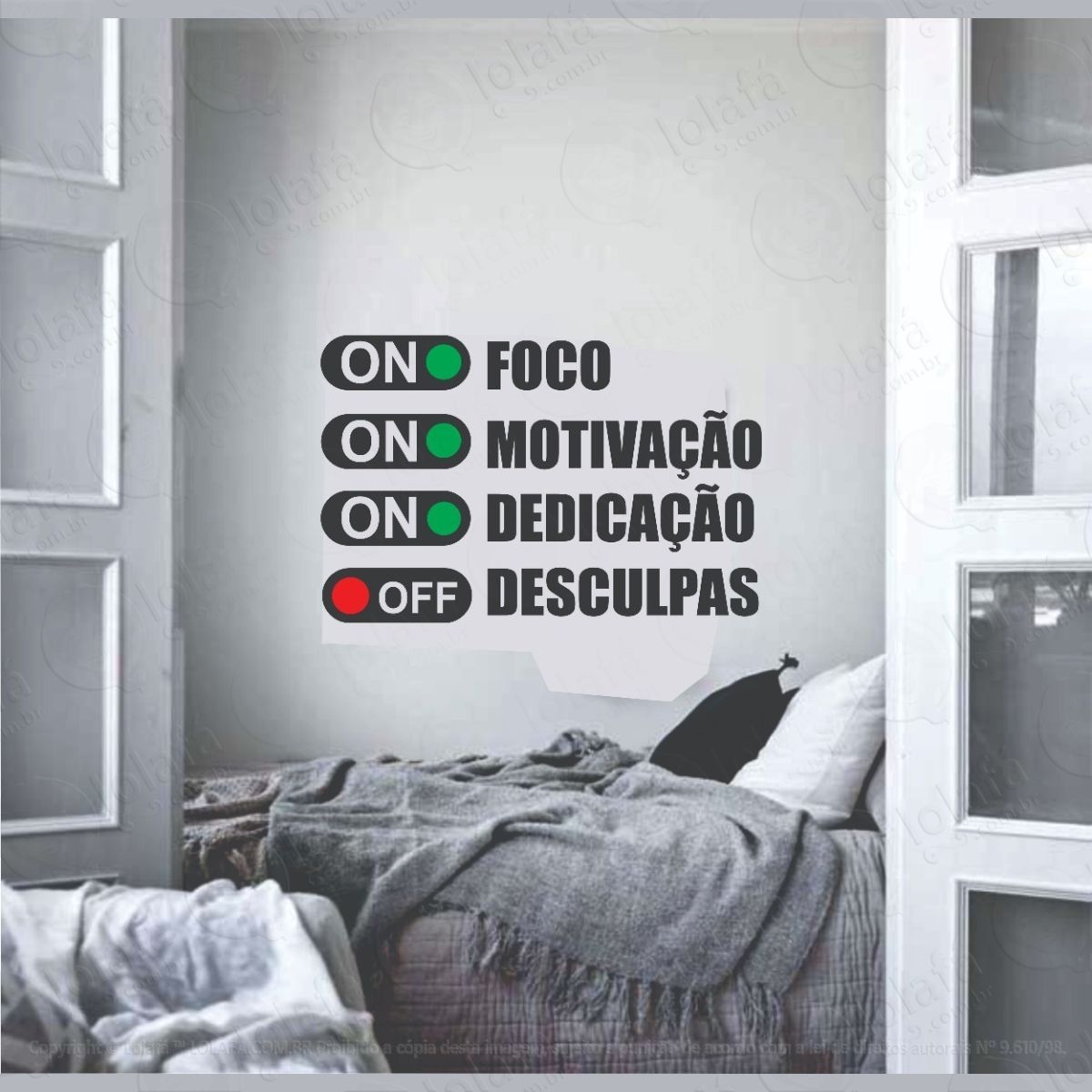 Adesivo De Parede Decorativo Academia Musculação On Off Mod:1198