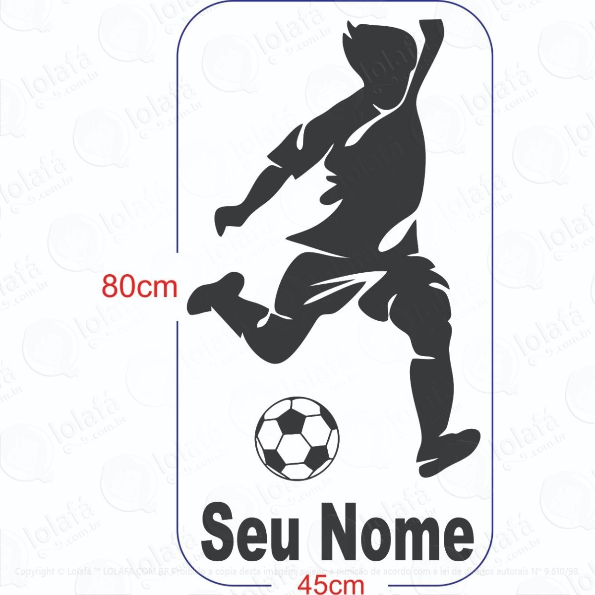 adesivo parede porta- futebol jogador personalizado nome mod:1199