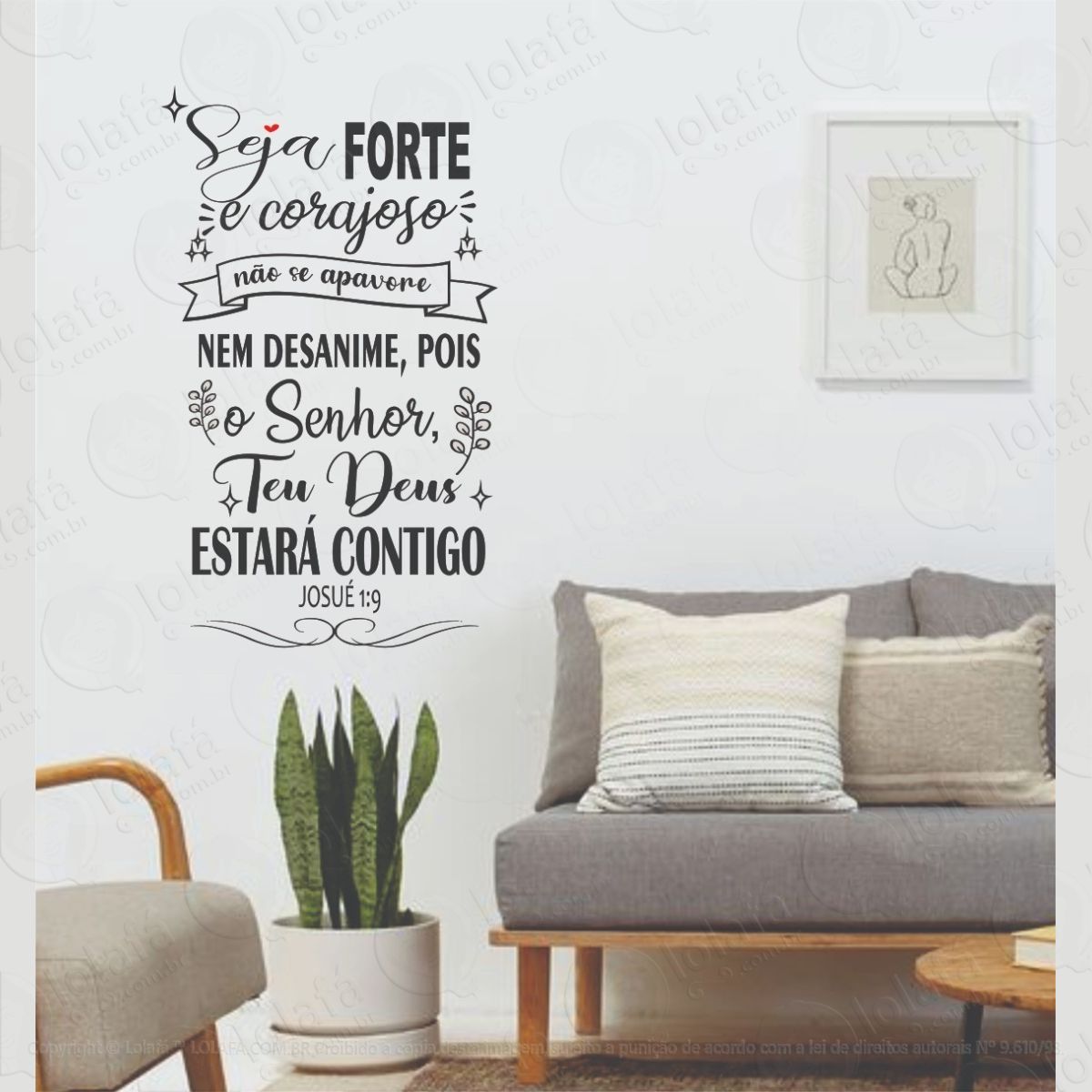 adesivo decorativo seja forte teu deus estará contigo salmo mod:1213