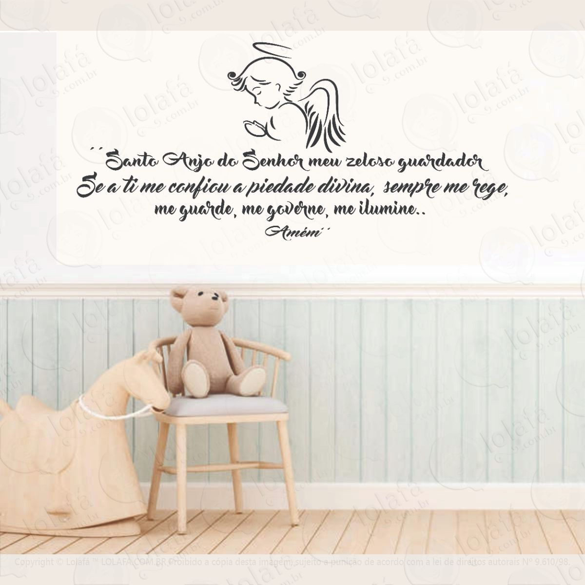 Adesivo Decorativo De Parede Oração Santo Anjo Infantil Mod:1221