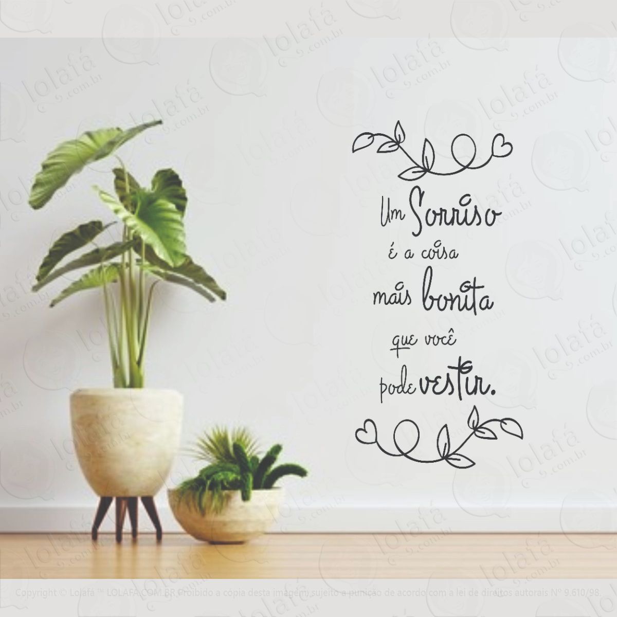 adesivo parede frase sorriso bonita vestir mod:1229