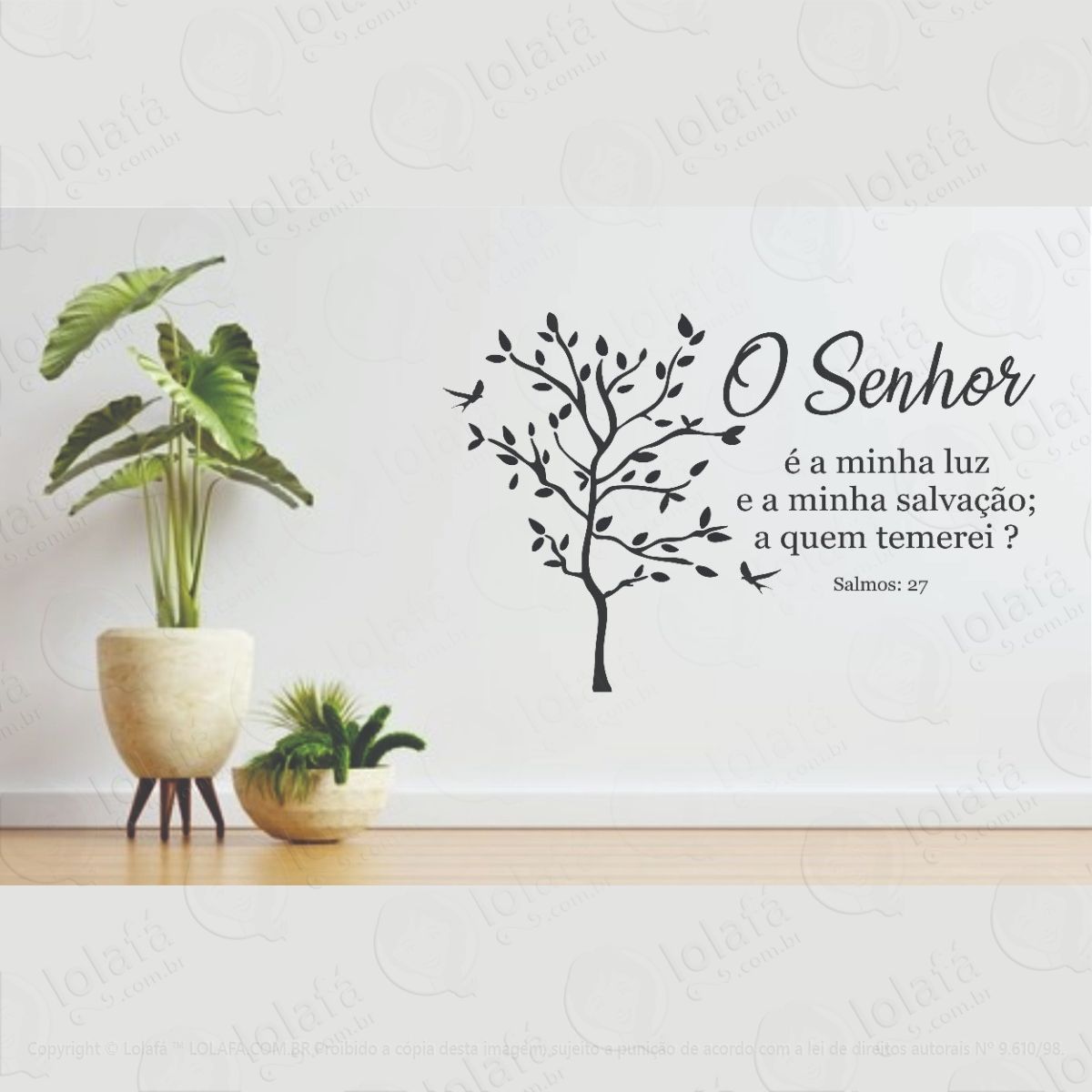 adesivo decorativo parede salmos 27 o senhor É minha luz mod:1230