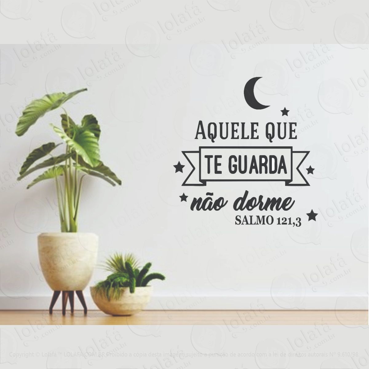 adesivo decorativo para parede frase aquele que te guarda mod:1233