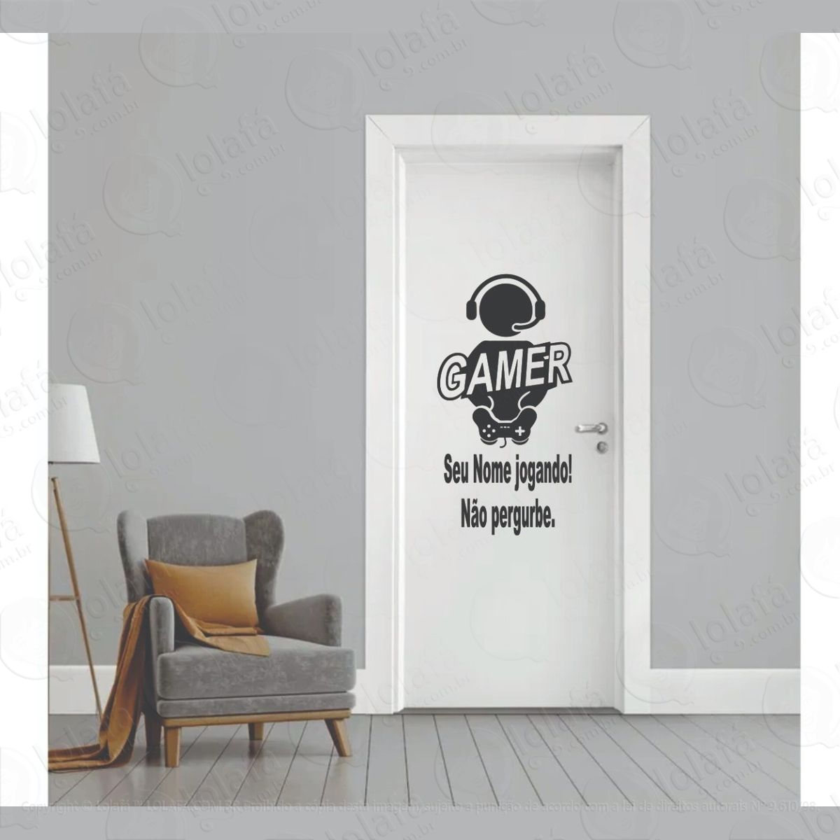 adesivo decorativo gamer porta personalizado nome controle mod:1248
