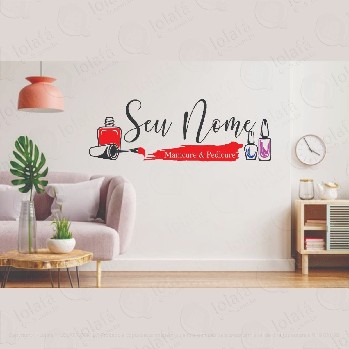 adesivo parede decorativo manicure & pedicure mod:1257
