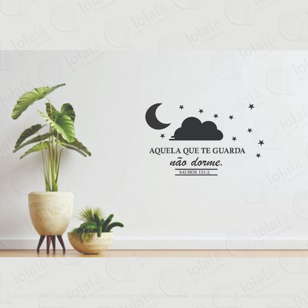 adesivo decorativo para parede frase aquele que te guarda mod:1258