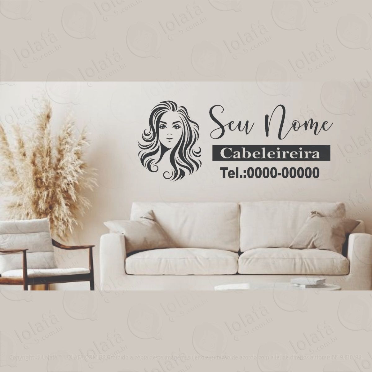 adesivo decorativo parede vidro salão cabeleireiro mod:1274