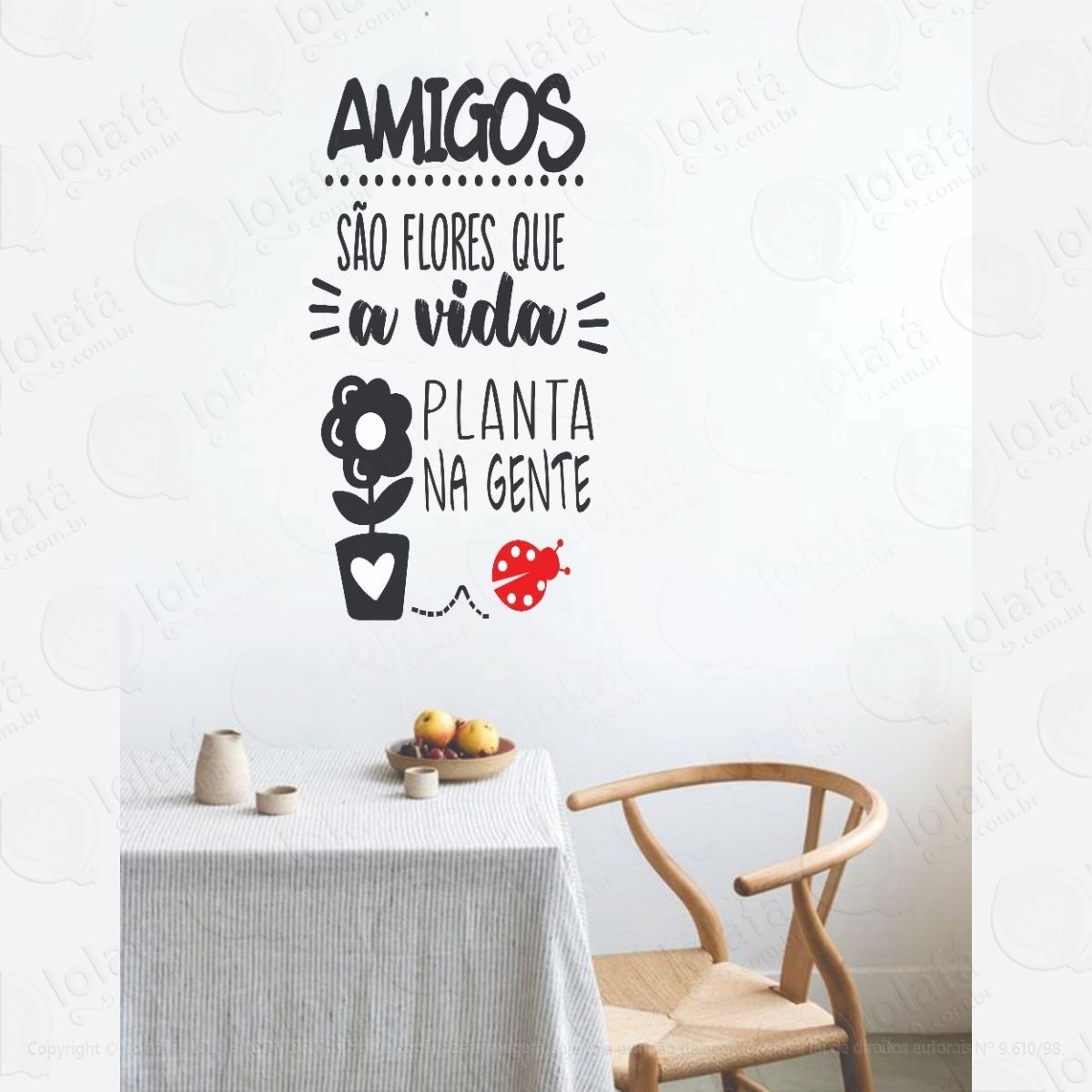 adesivo decorativo de parede sala amigos são flores mod:1281