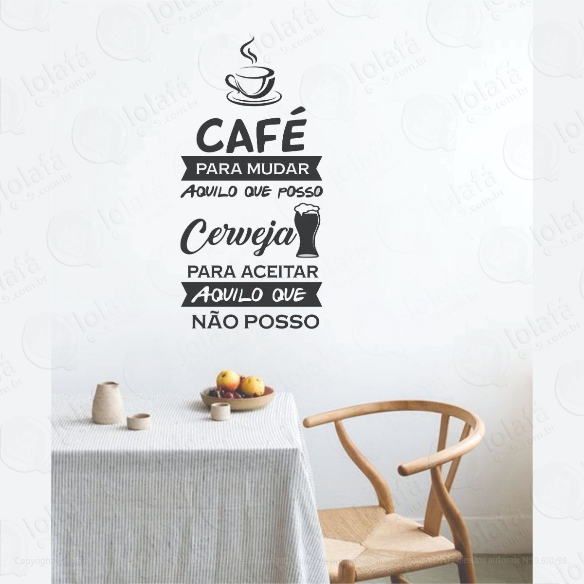 Adesivo Parede Frase Café Para Mudar Cerveja Para Aceitar Mod:1307