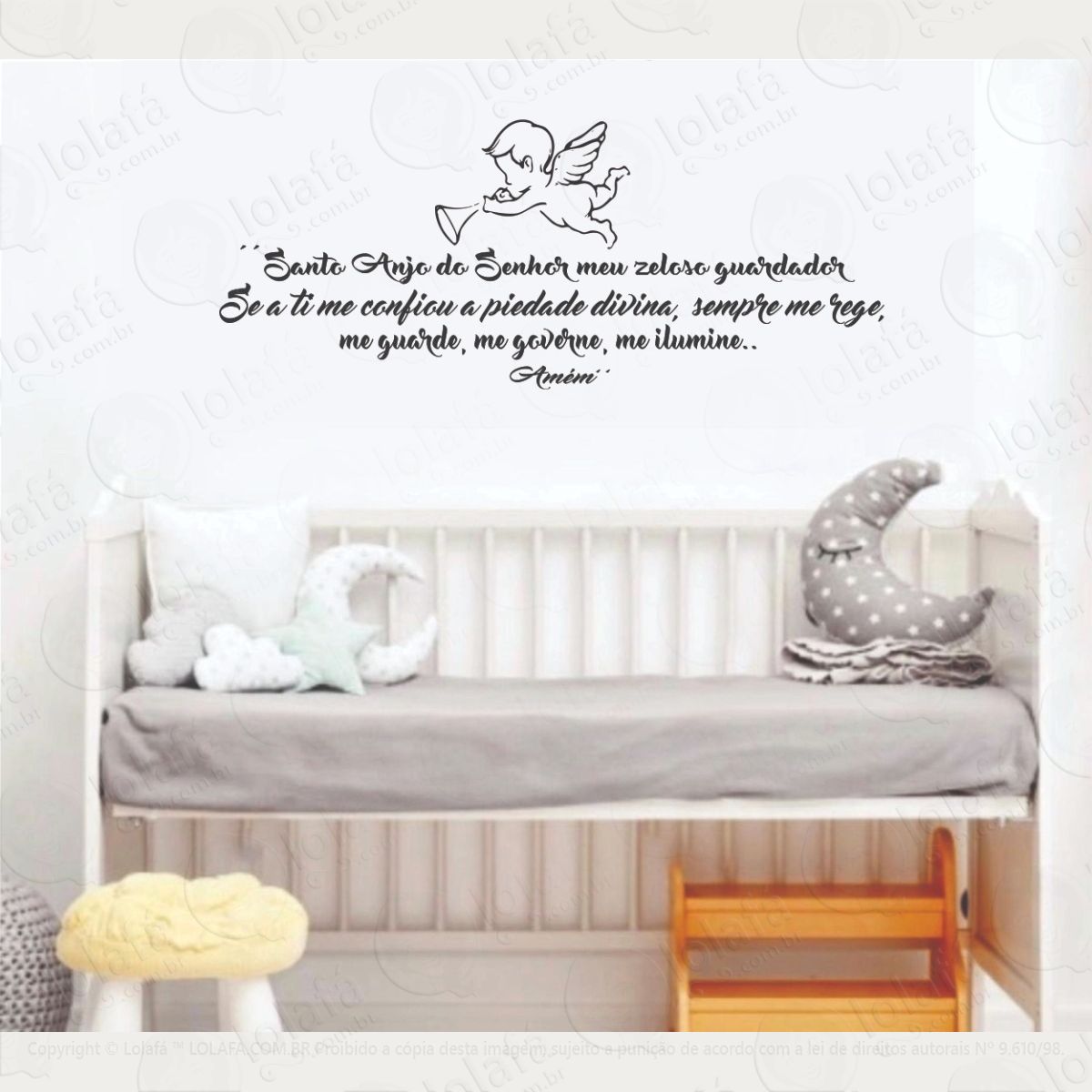 adesivo decorativo de parede oração santo anjo infantil mod:1309