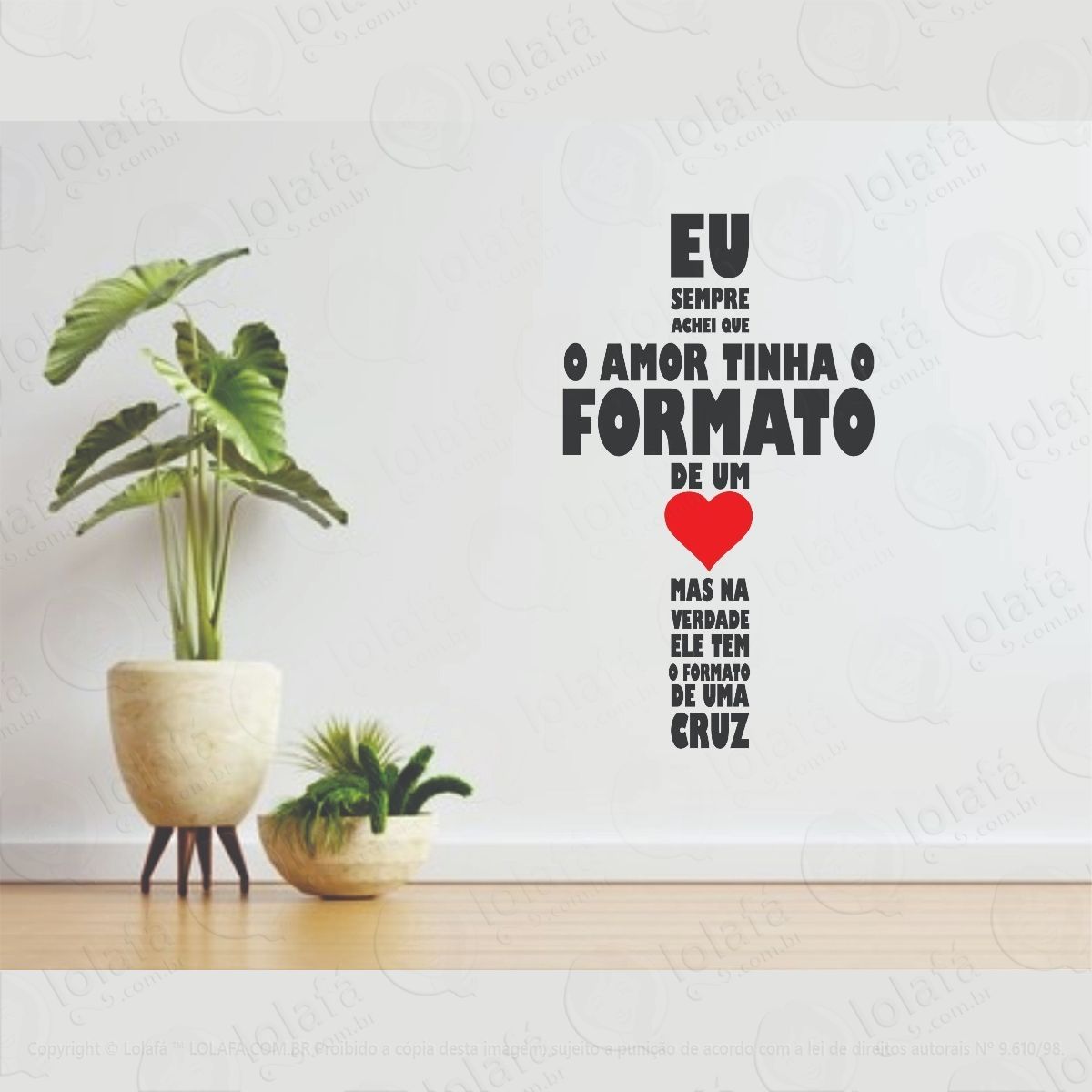 Adesivos Decorativos Frases Pensamentos Eu Amo, Coração Mod:1310