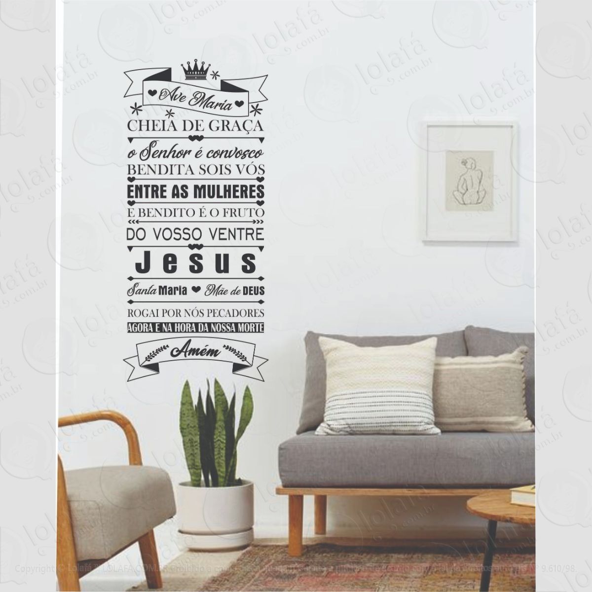 Adesivo Decorativo De Parede Quarto Sala Oração Ave Maria Mod:1313