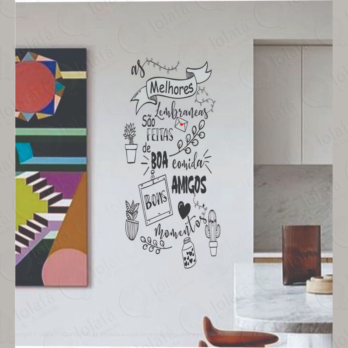adesivo decorativo de parede frase lembranças boas mod:1322
