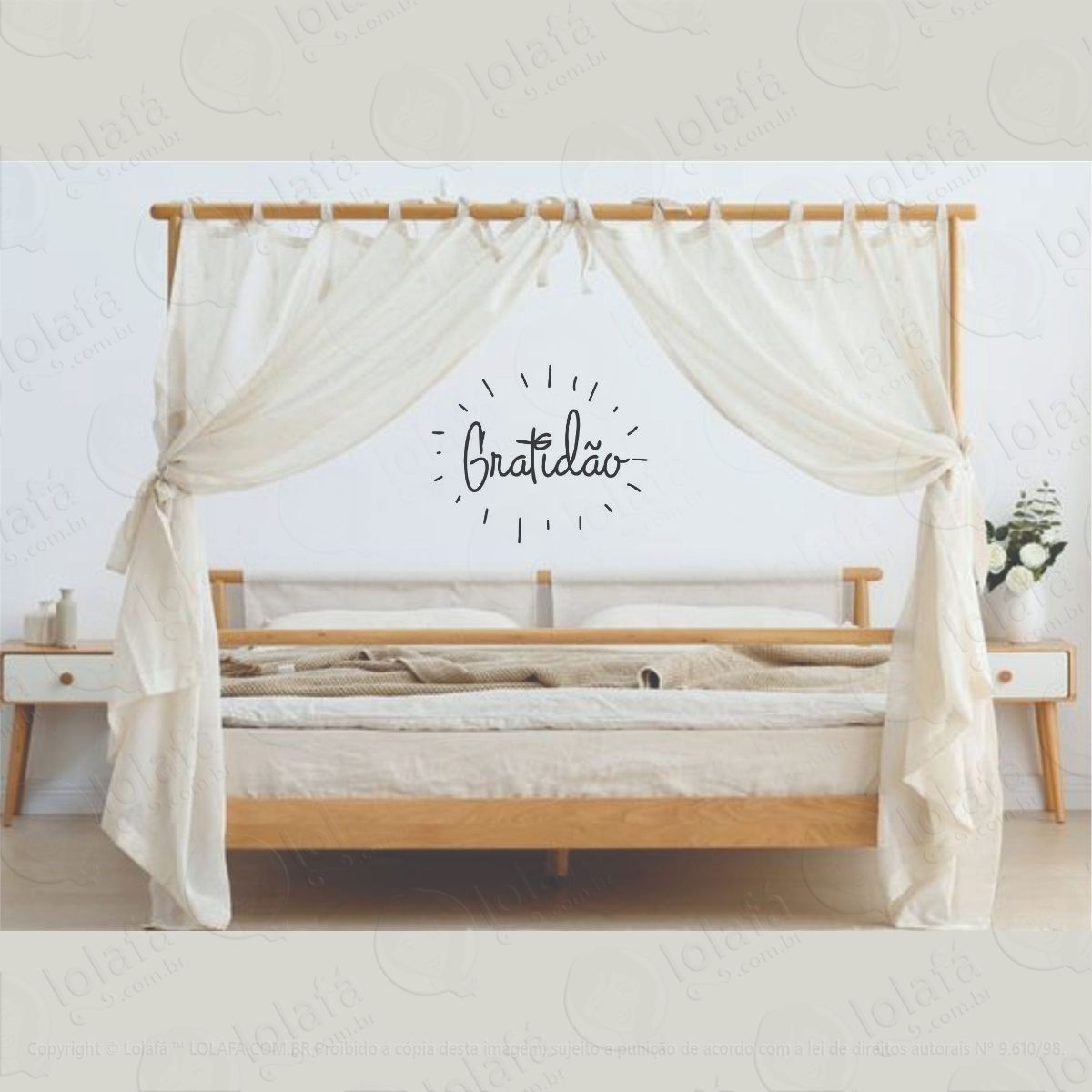 adesivo decorativo parede frase gratidão mod:1323
