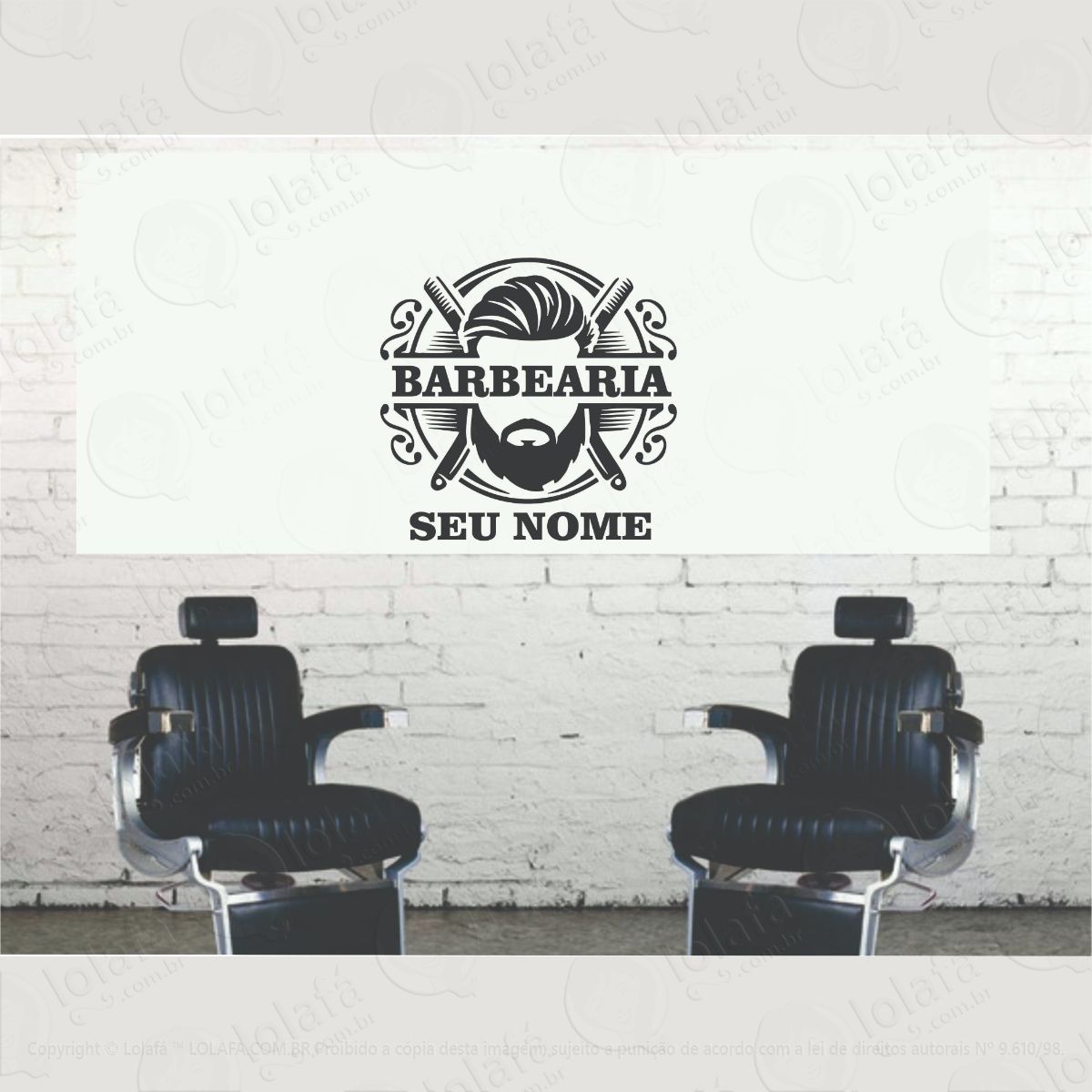 adesivo barbearia barbeiro salão porta vidro parede mod:1335