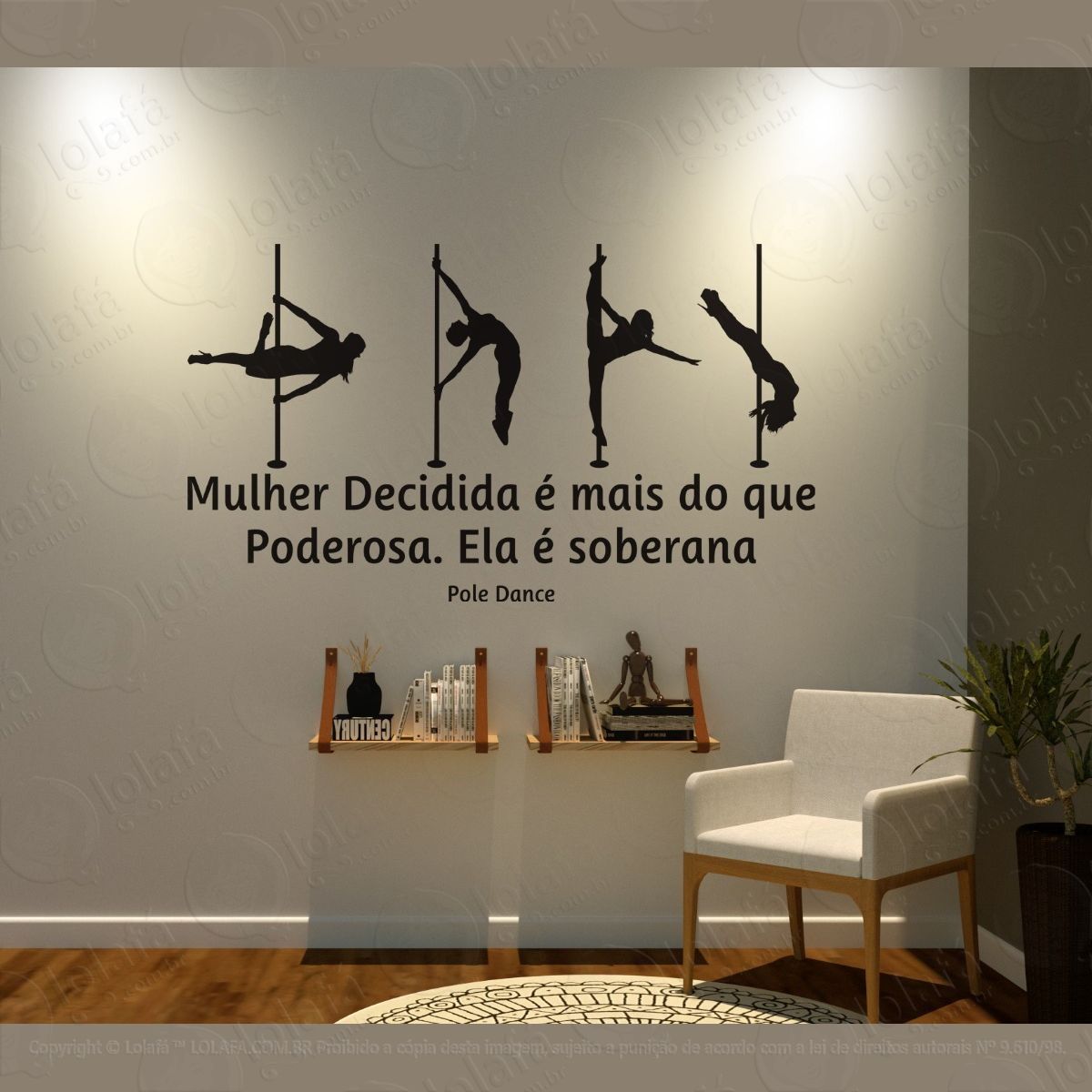 adesivo decorativo parede pole dance mulher decidida mod:1354