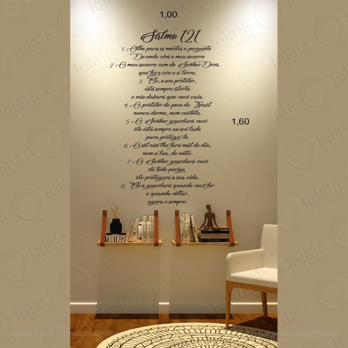 adesivo decorativo parede (salmo 121) mod:1369