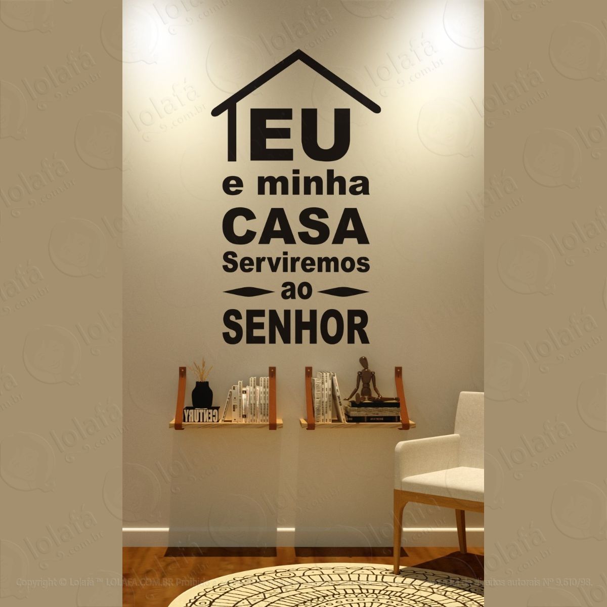 adesivo decorativo parede eu e minha serviremos ao senhor mod:1379