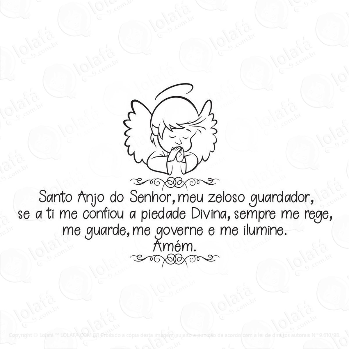 Adesivo Parede Quarto Infantil Oração Santo Anjo Mod:1380