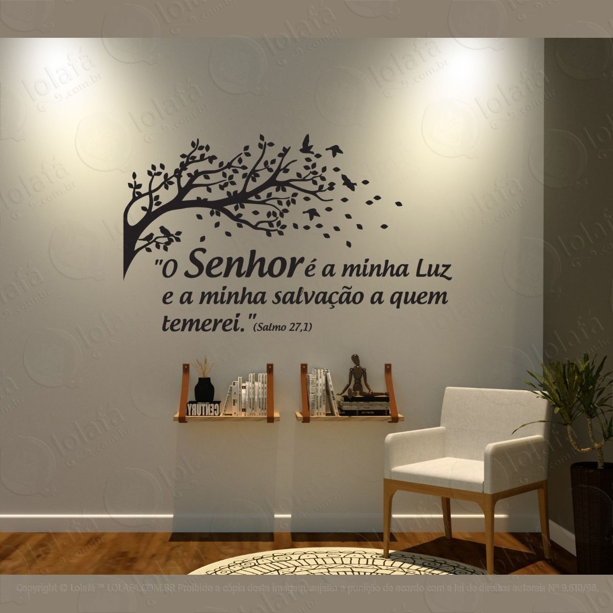 adesivo de parede versículo bíblico o senhor É a minha luz mod:1396