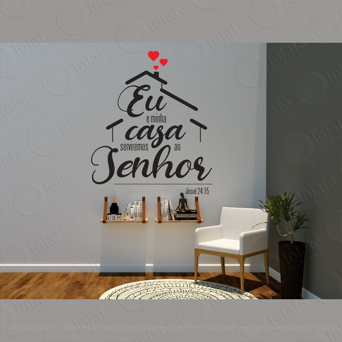 adesivo parede eu e minha casa serviremos ao senhor mod:1398