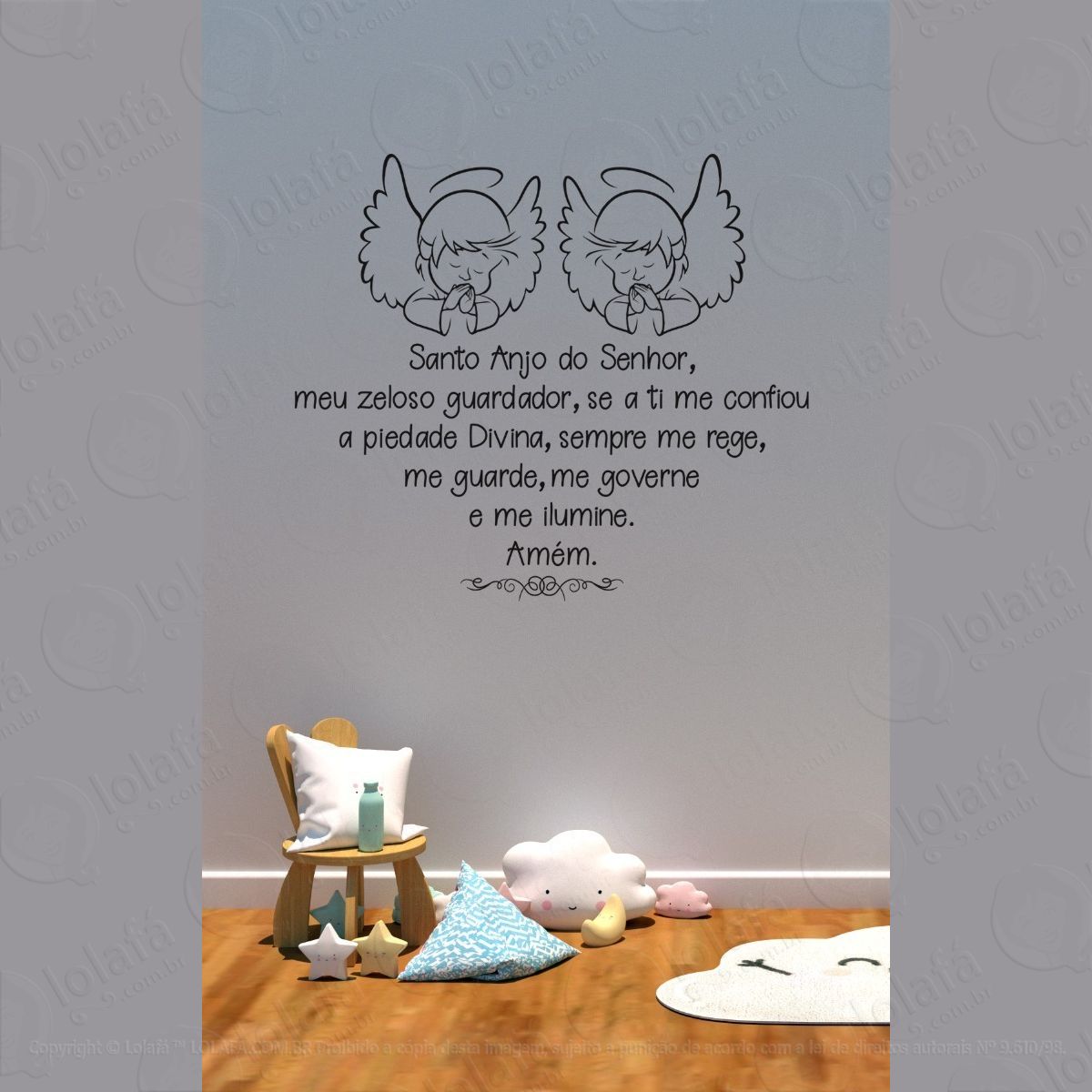 adesivo de parede santo anjo gêmeos mod:1404