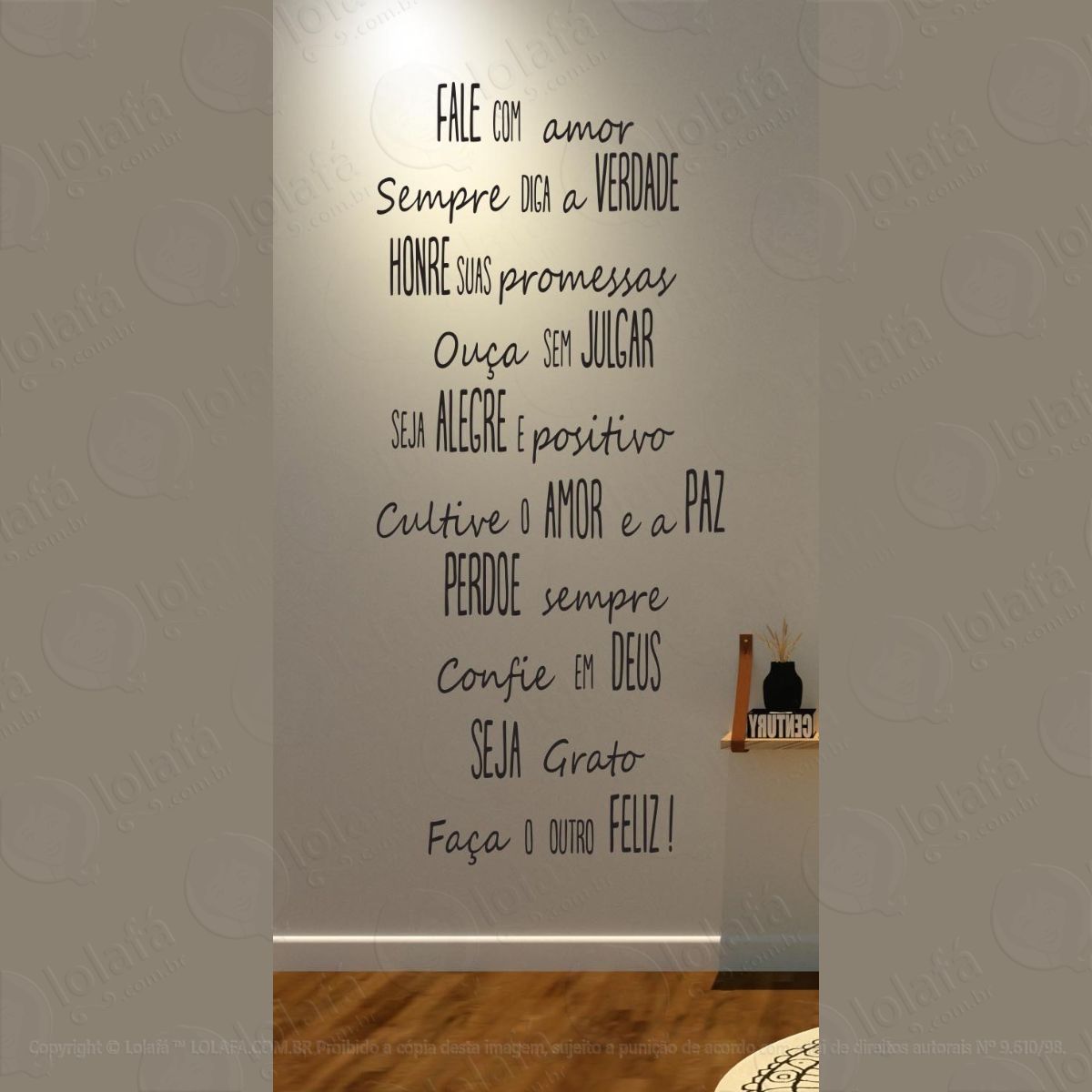 adesivo frases fale com amor sempre diga a verdade mod:1444