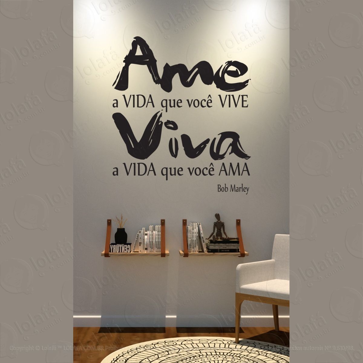 adesivo decorativo parede ame a vida que você vive mod:1449