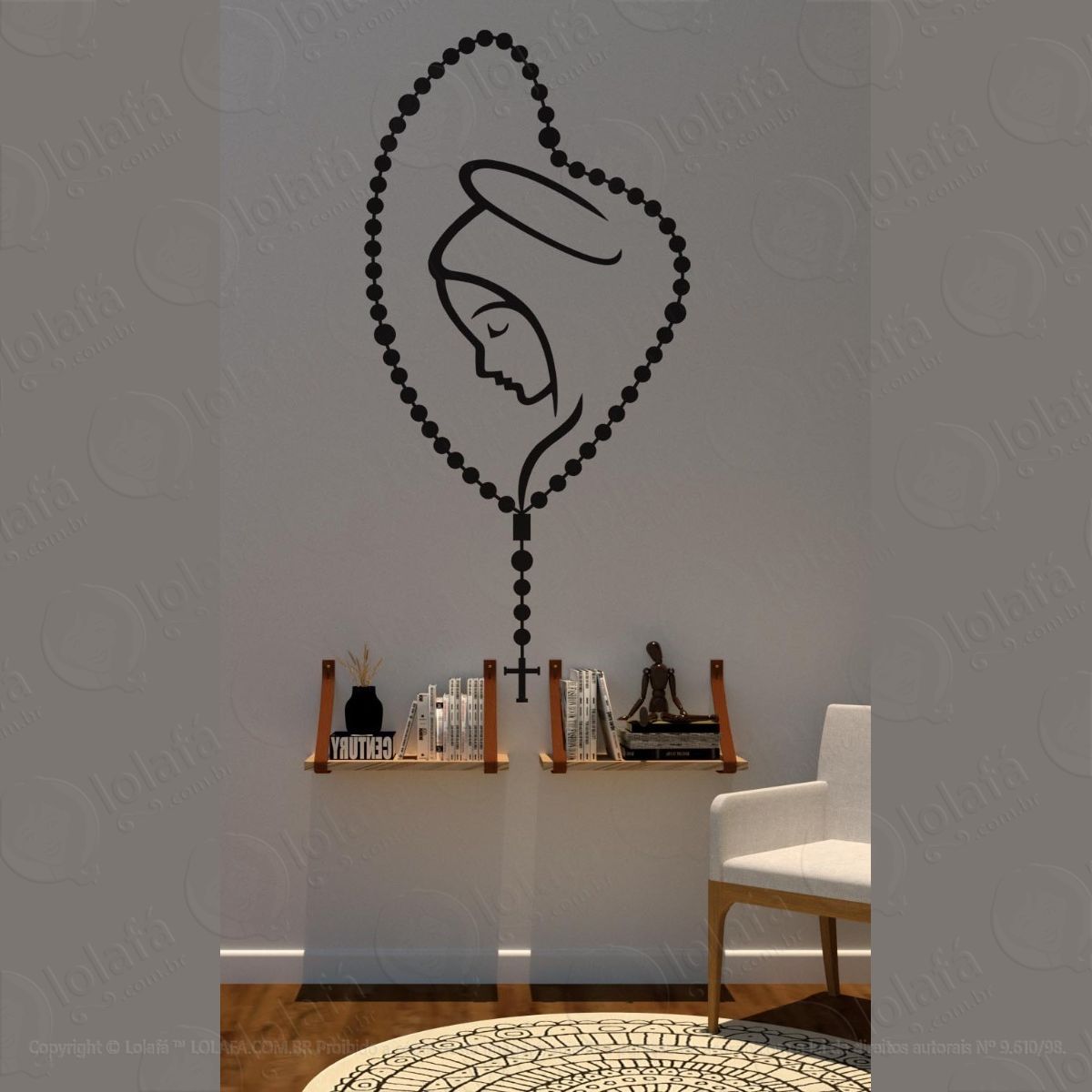 adesivo decorativo para portas nossa senhora terço mod:1473