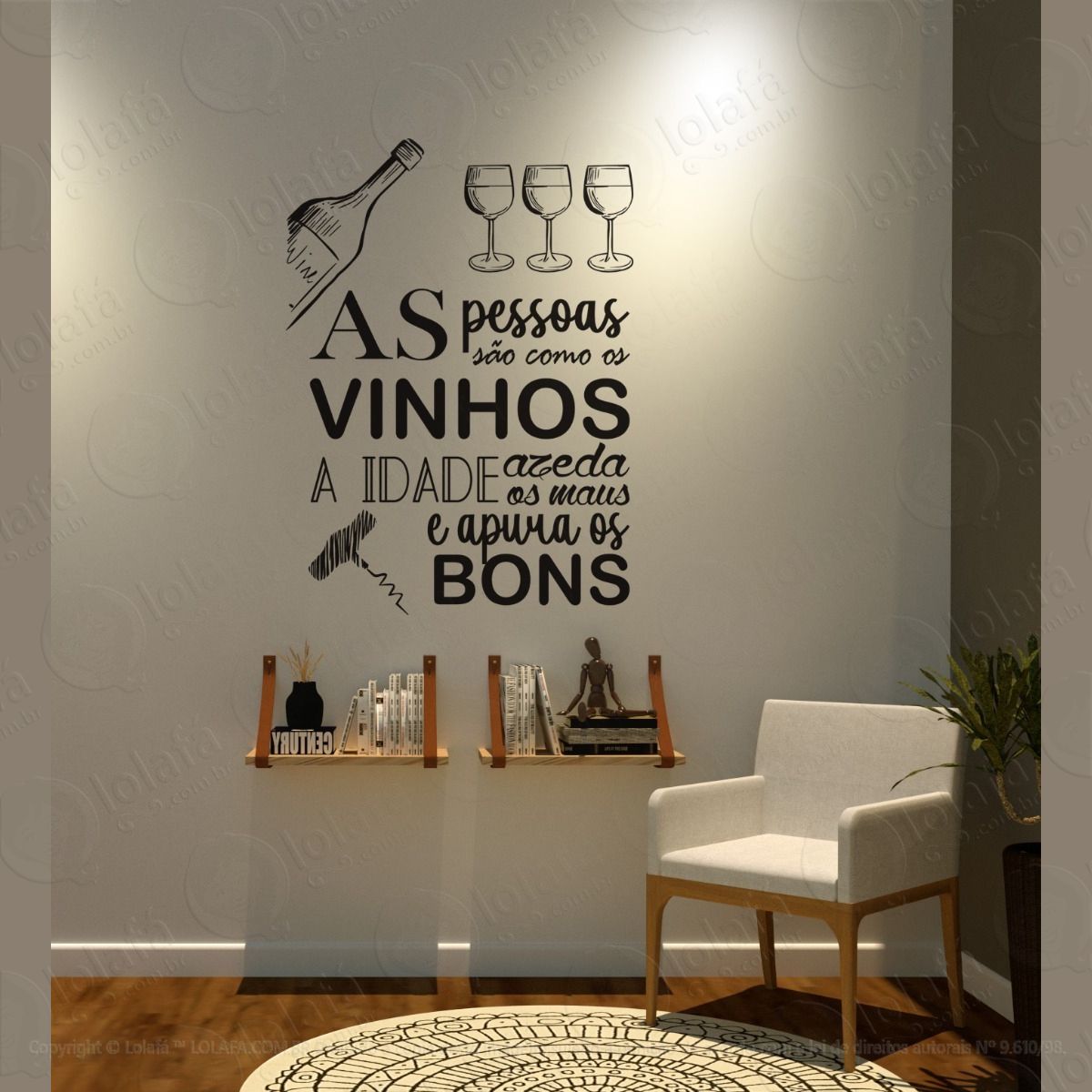 adesivo decorativo parede as pessoas são como vinhos mod:1482