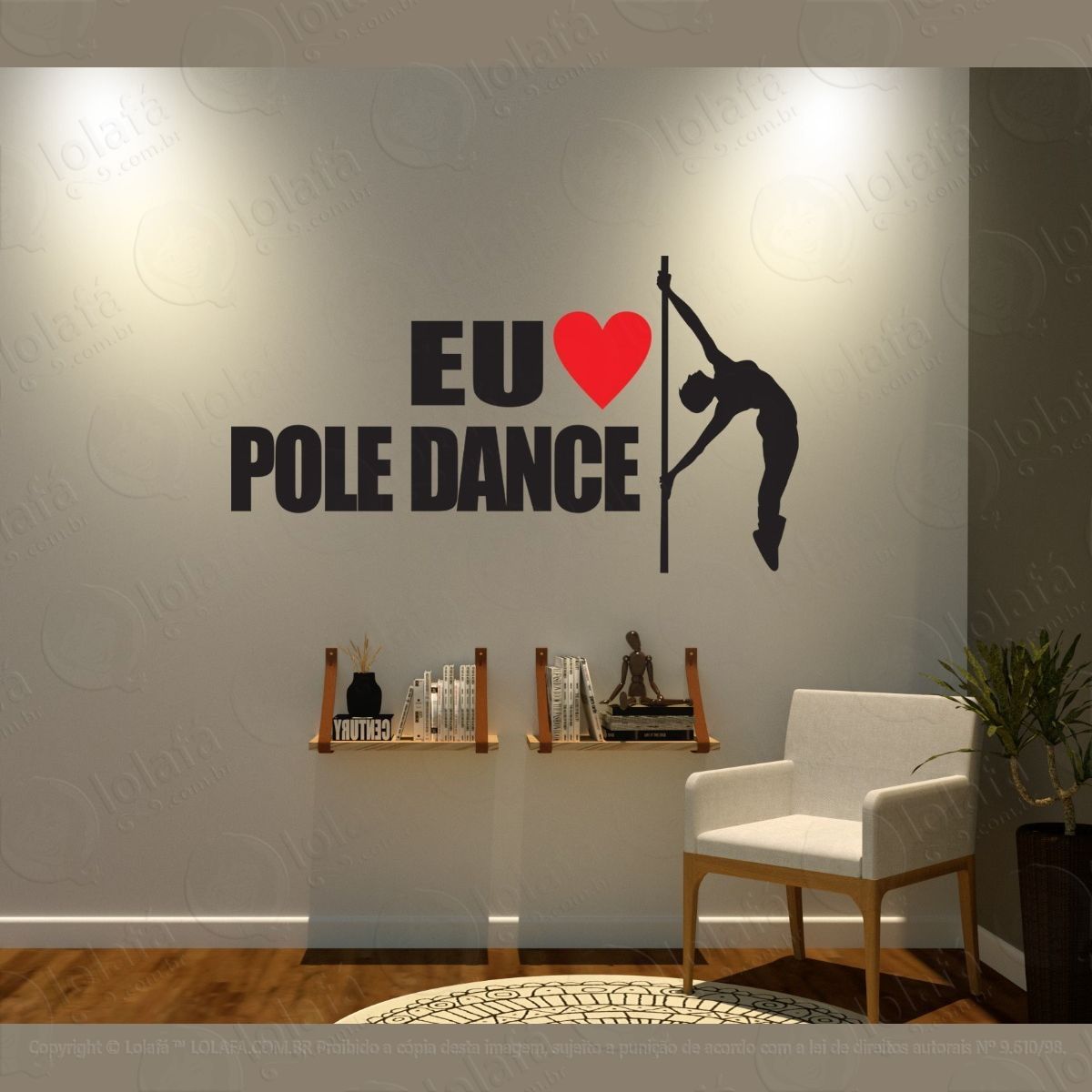 adesivo decorativo parede eu amo pole dance mod:1512