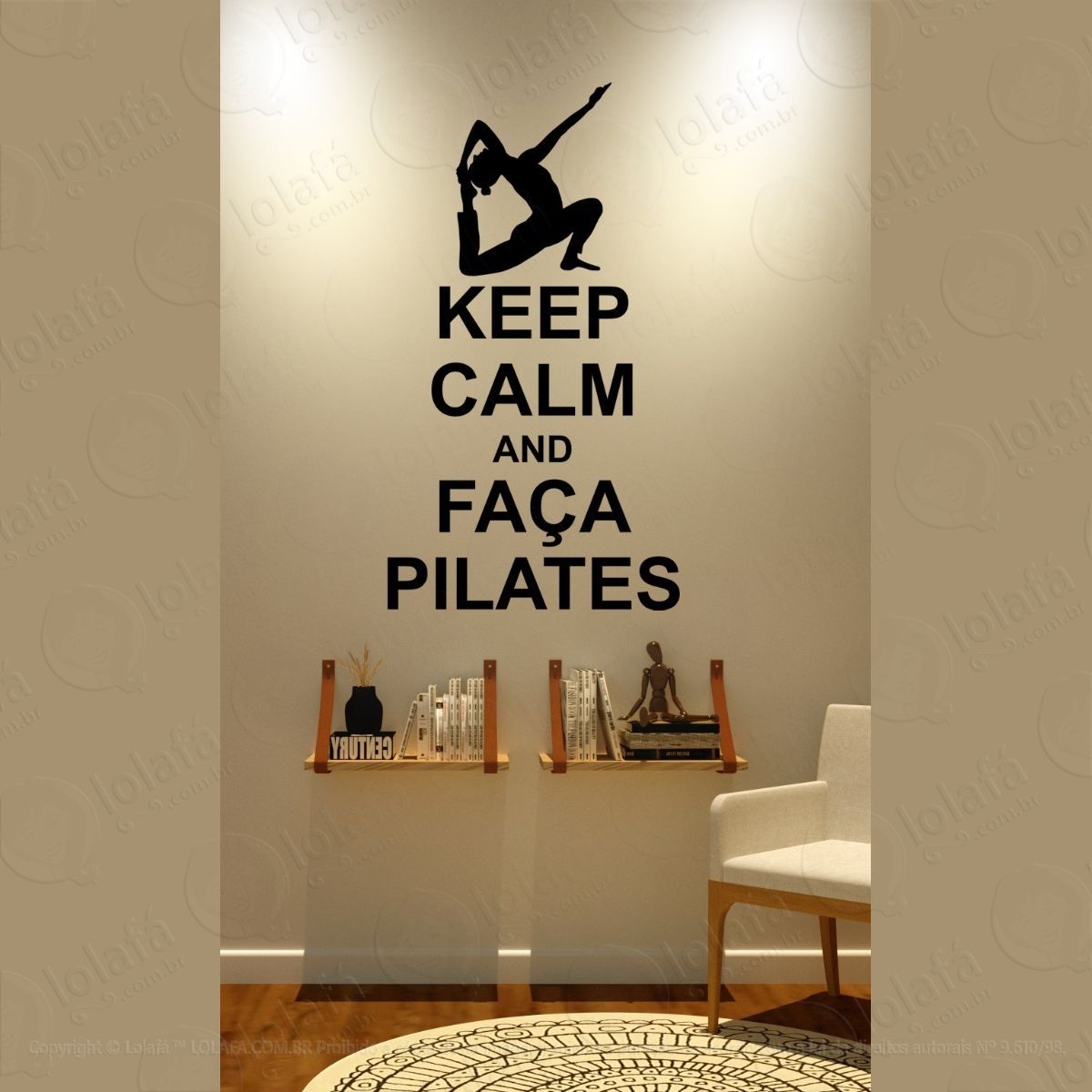 adesivo parede pilates keep calm faça pilates mod:1513