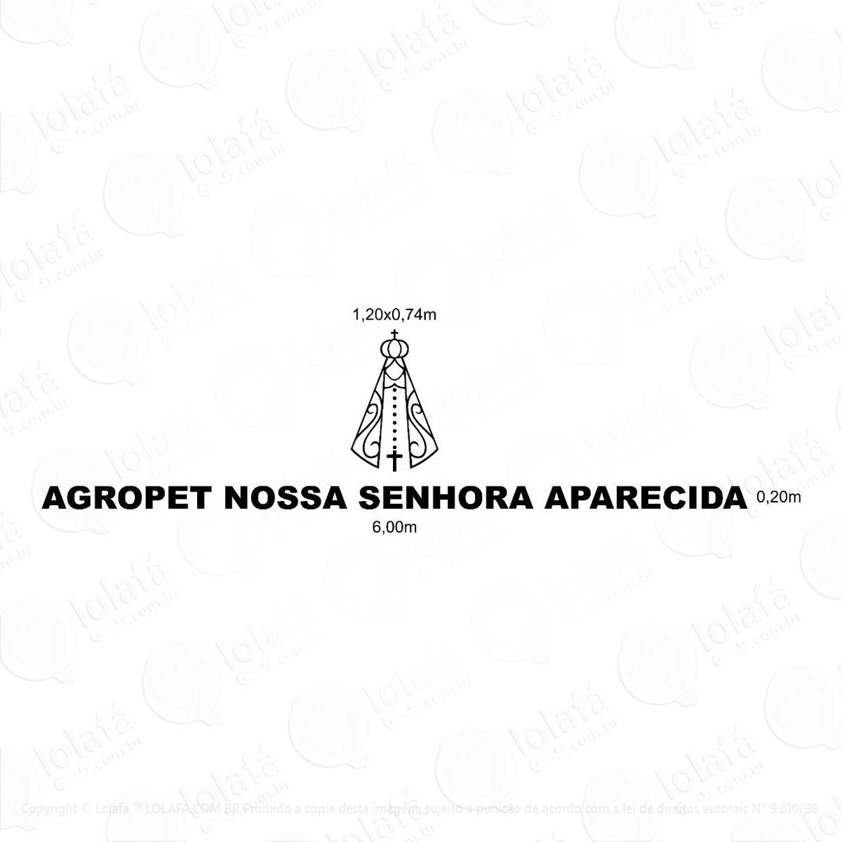 adesivo personalizado frase + n. senhora mod:1517