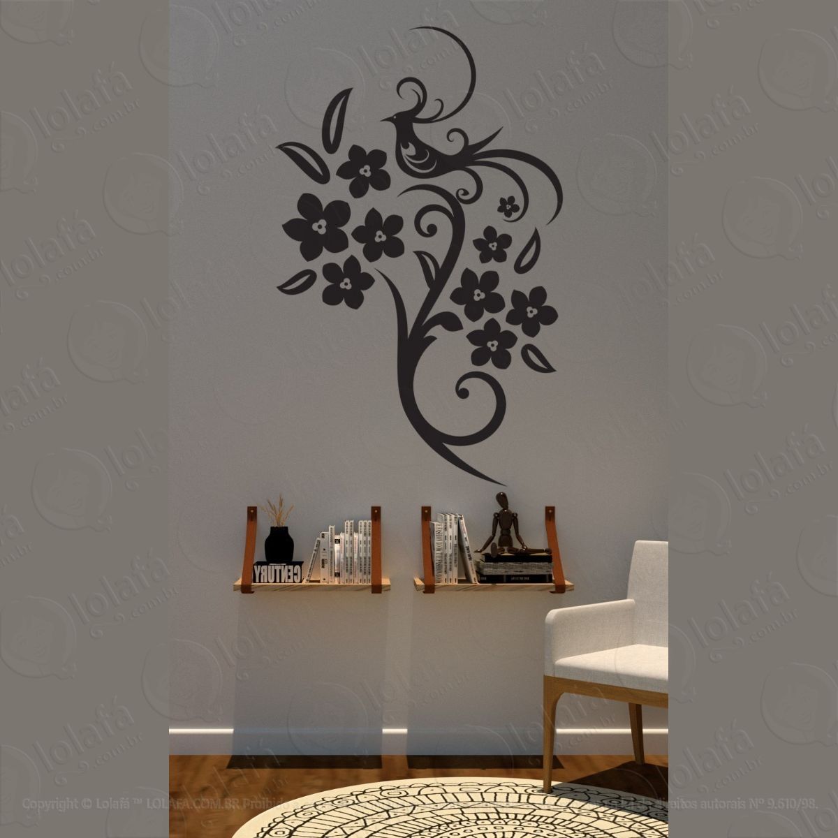 adesivo floral parede mod:1527