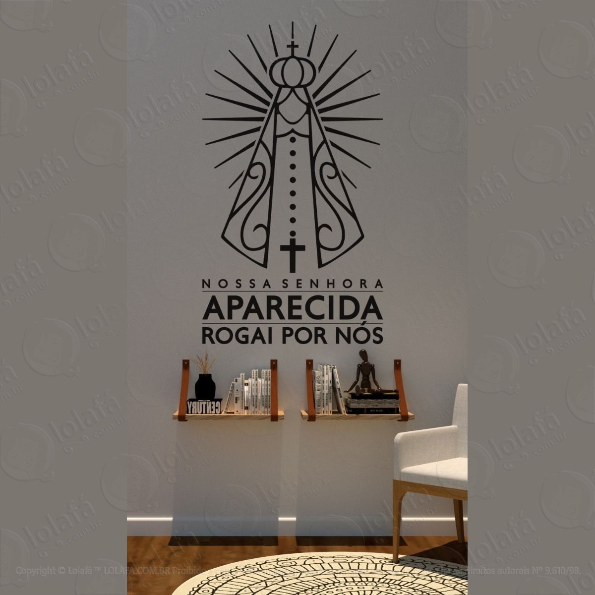 Adesivo De Parede Fé Católico Nossa Senhora Aparecida Adesivos Religiosos Mod:1528