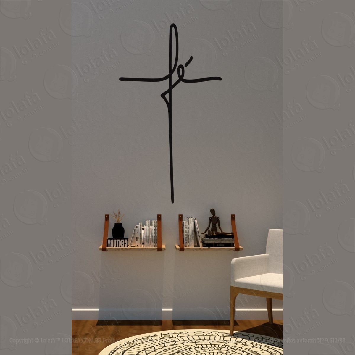 adesivo decorativo de parede fé cruz mod:1532